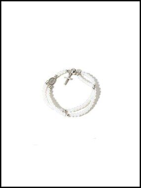 Handcrafted Rosary Bracelet for Women Christian Prayer Beads Cross Charm Link